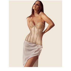 Hand-Sewn Corset Bra with Rhinestones